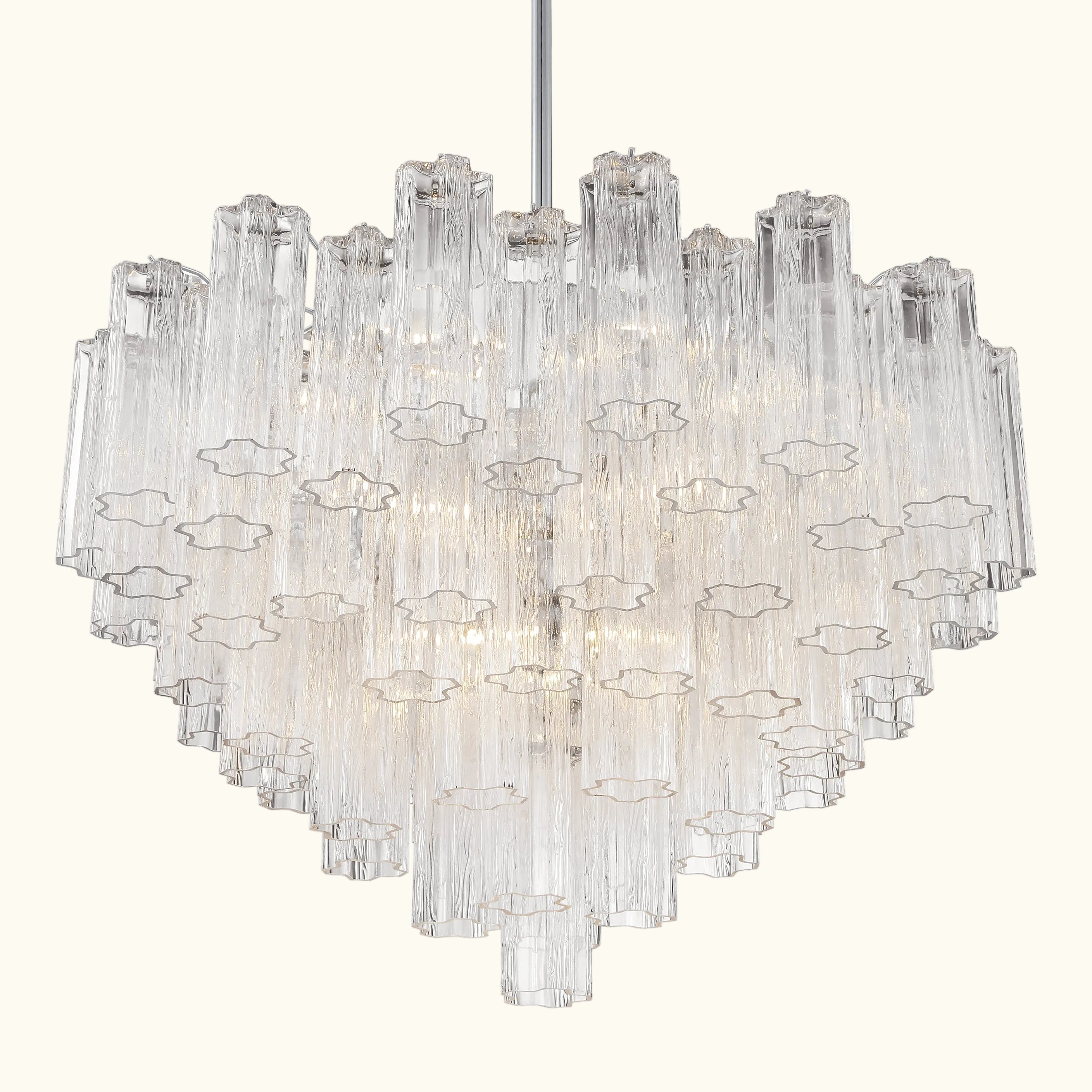 Addis Murano Glass Chandelier 32 inch in Chrome with Clear glass alternate view 2