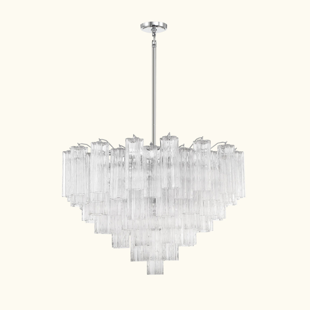 Addis Murano Glass Chandelier 32 inch in Chrome with Clear glass