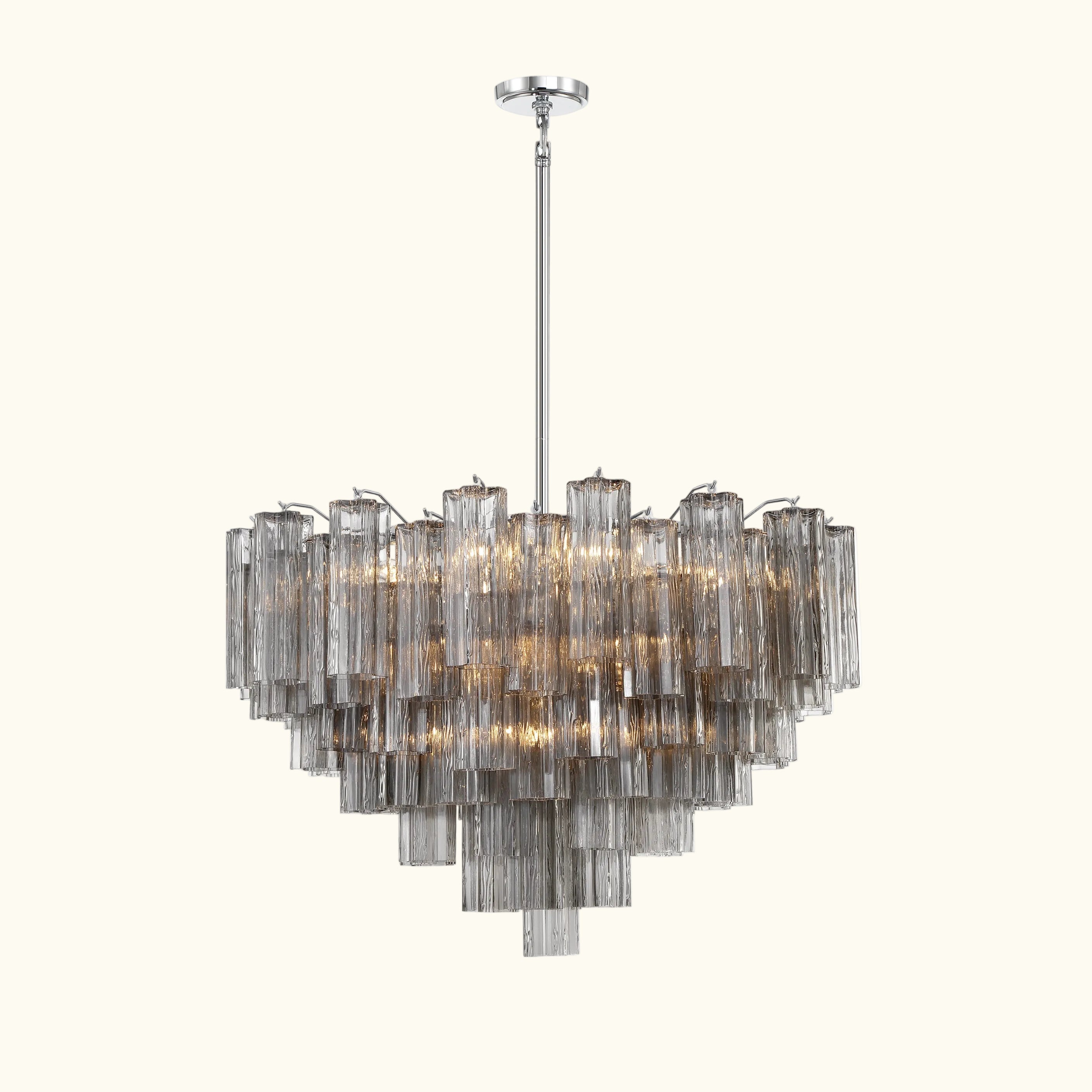 Addis Murano Glass Chandelier 32 inch in Chrome with Smoke glass alternate view 1