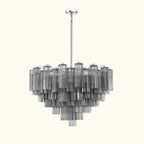 Addis Murano Glass Chandelier 32 inch in Chrome with Smoke glass