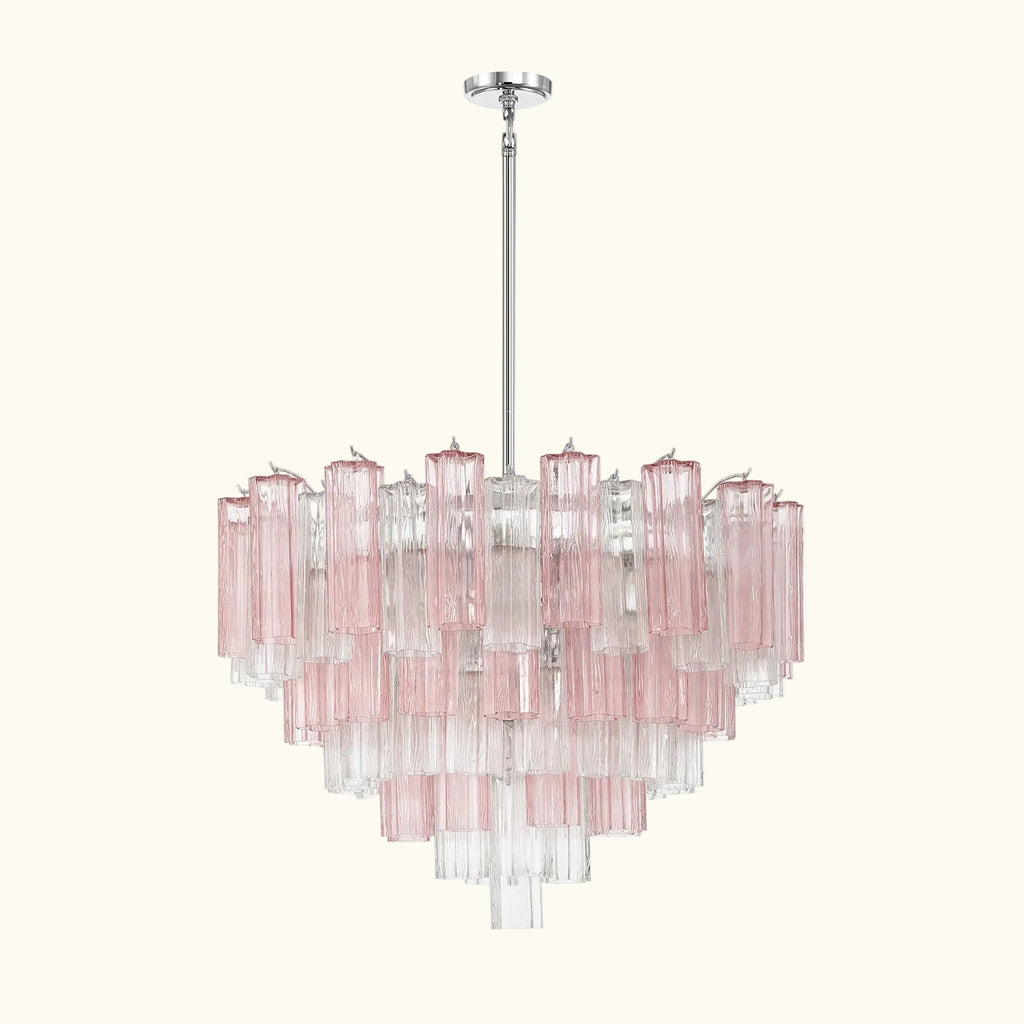 Addis Murano Glass Chandelier 32 inch in Chrome with Spring glass alternate view 1