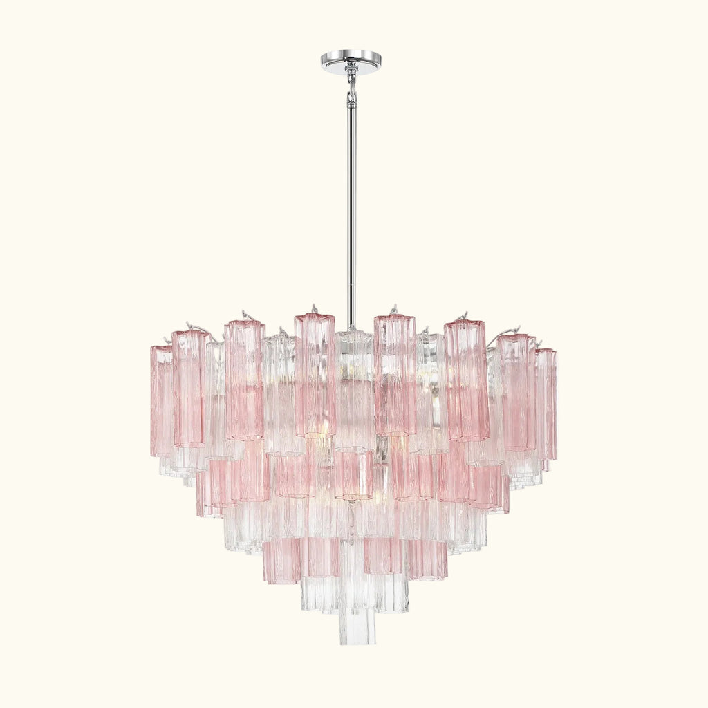 Addis Murano Glass Chandelier 32 inch in Chrome with Spring glass