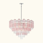 Addis Murano Glass Chandelier 32 inch in Chrome with Spring glass