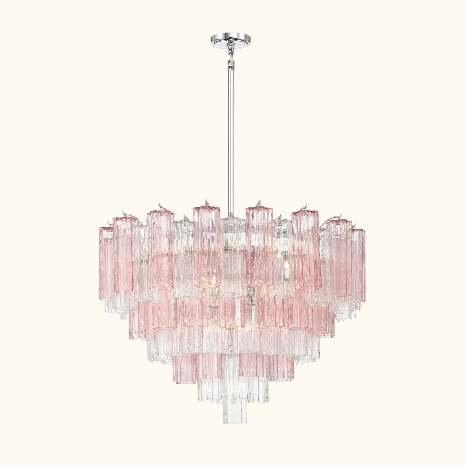 Addis Murano Glass Chandelier 32 inch in Chrome with Spring glass