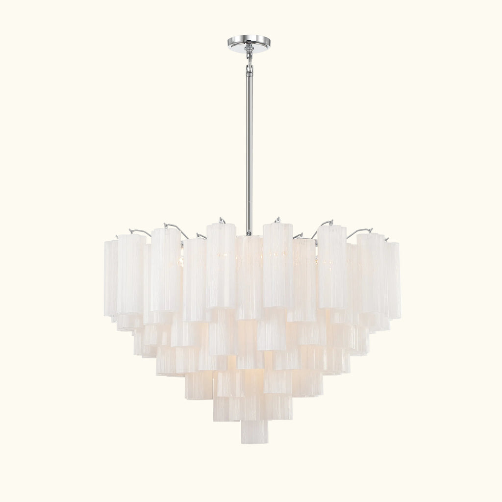 Addis Murano Glass Chandelier 32 inch in Chrome with White glass alternate view 1