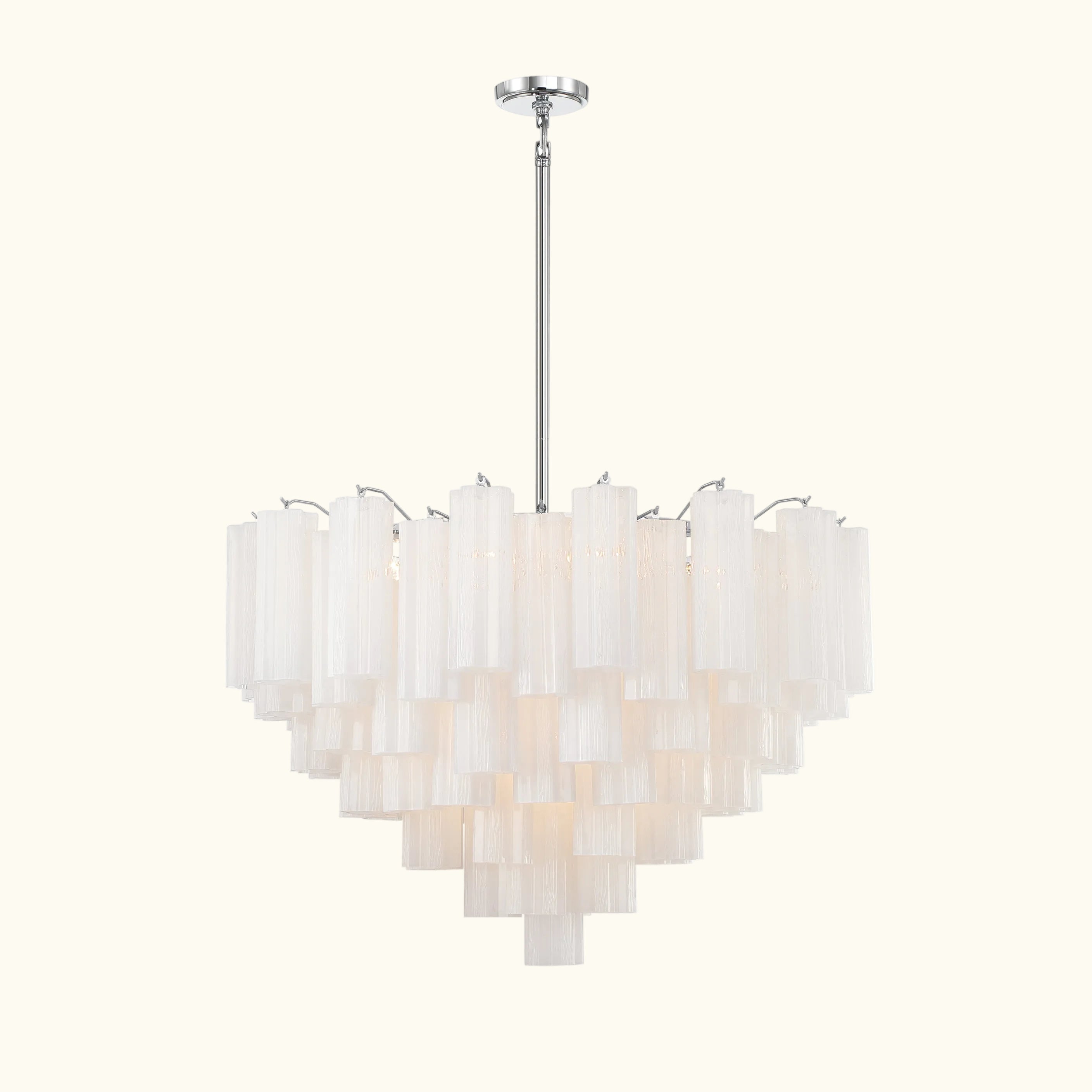 Addis Murano Glass Chandelier 32 inch in Chrome with White glass alternate view 1
