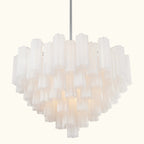 Addis Murano Glass Chandelier 32 inch in Chrome with White glass alternate view 2