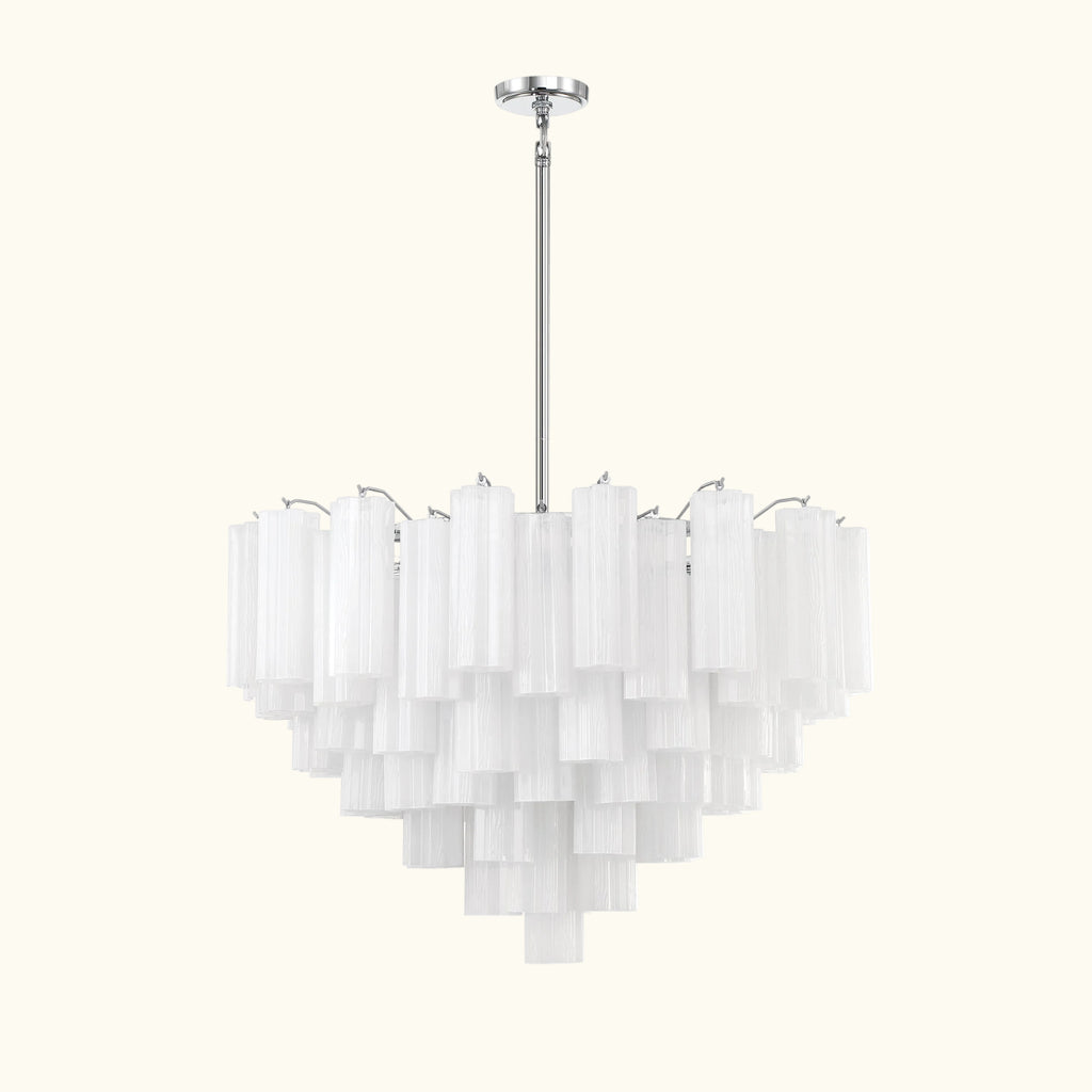 Addis Murano Glass Chandelier 32 inch in Chrome with White glass