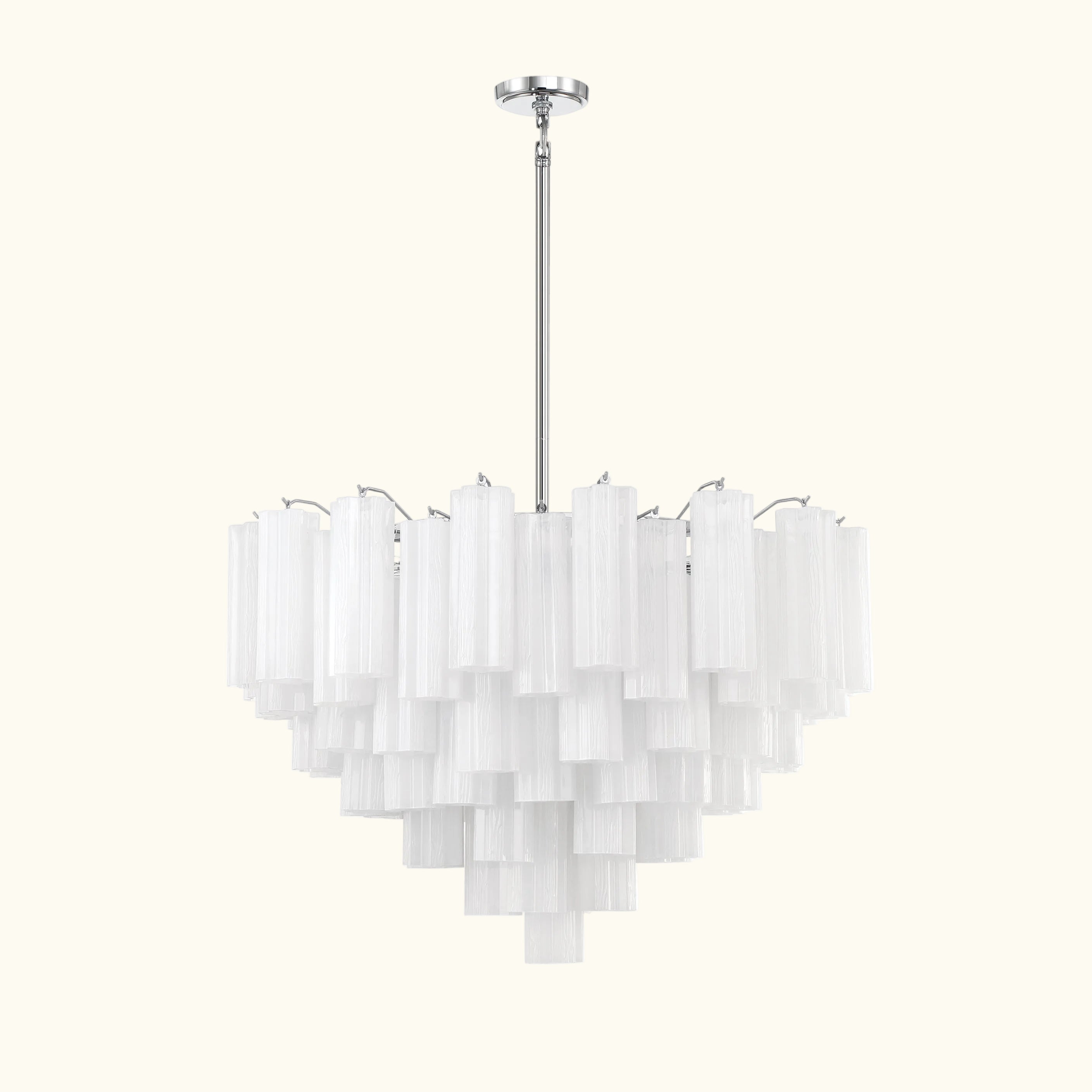 Addis Murano Glass Chandelier 32 inch in Chrome with White glass