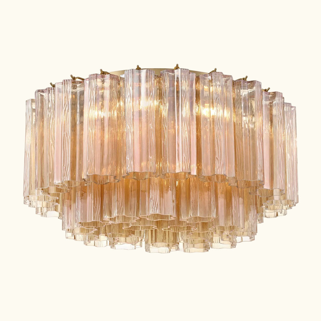 Addis Murano Glass Flushmount 22 inch in Brass with Amber glass