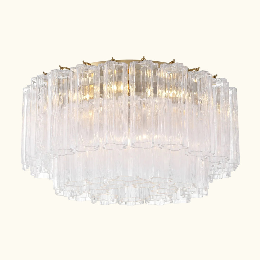Addis Murano Glass Flushmount 22 inch in Brass with Clear glass