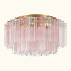 Addis Murano Glass Flushmount 22 inch in Brass with Spring glass