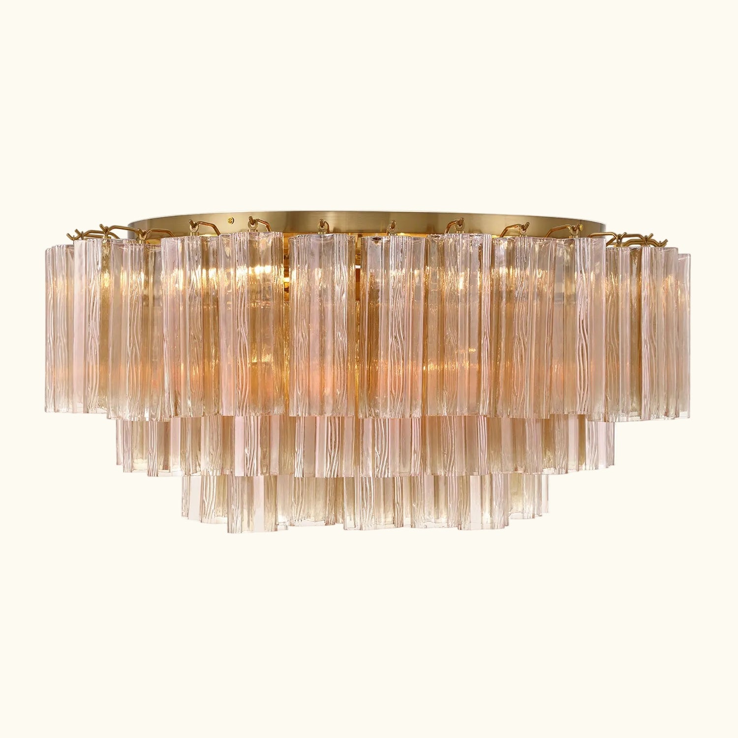 Addis Murano Glass Flushmount 32 inch in Brass with Amber glass alternate view 2