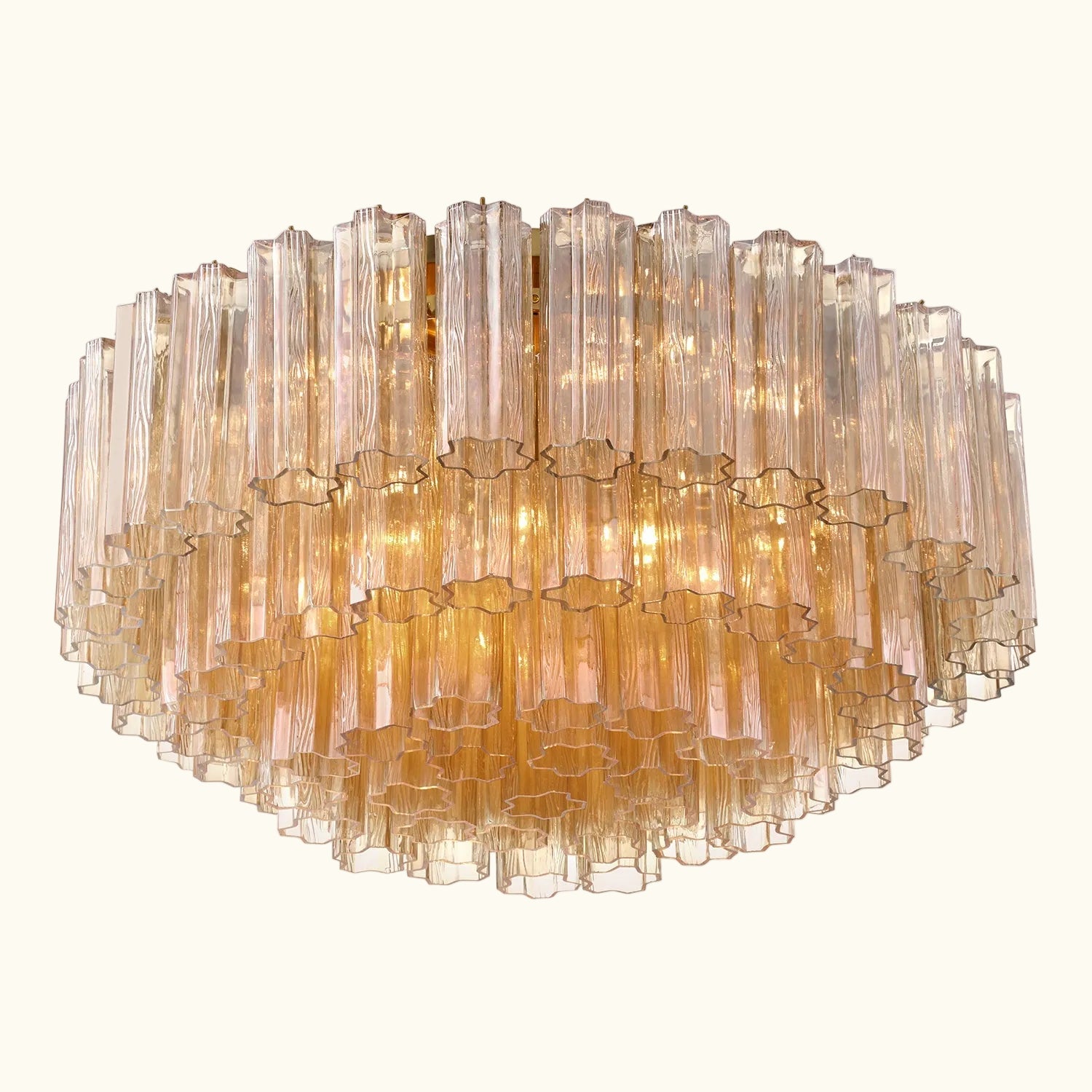 Addis Murano Glass Flushmount 32 inch in Brass with Amber glass alternate view 3