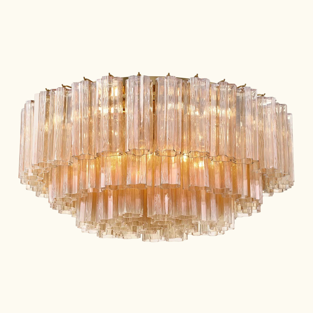Addis Murano Glass Flushmount 32 inch in Brass with Amber glass