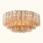 Addis Murano Glass Flushmount 32 inch in Brass with Amber glass