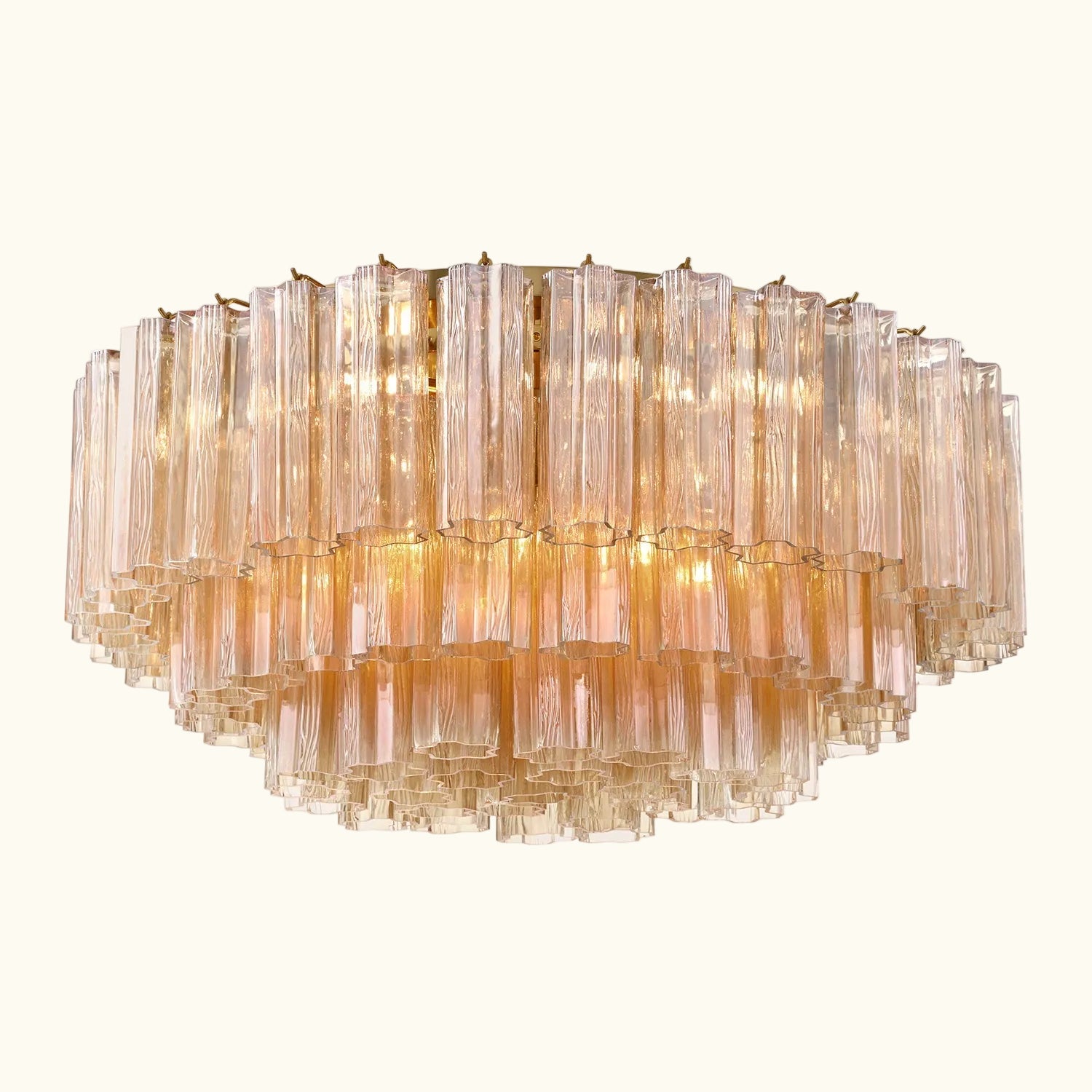 Addis Murano Glass Flushmount 32 inch in Brass with Amber glass