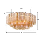 Addis Murano Glass Flushmount 32 inch in Brass with Amber glass specification image