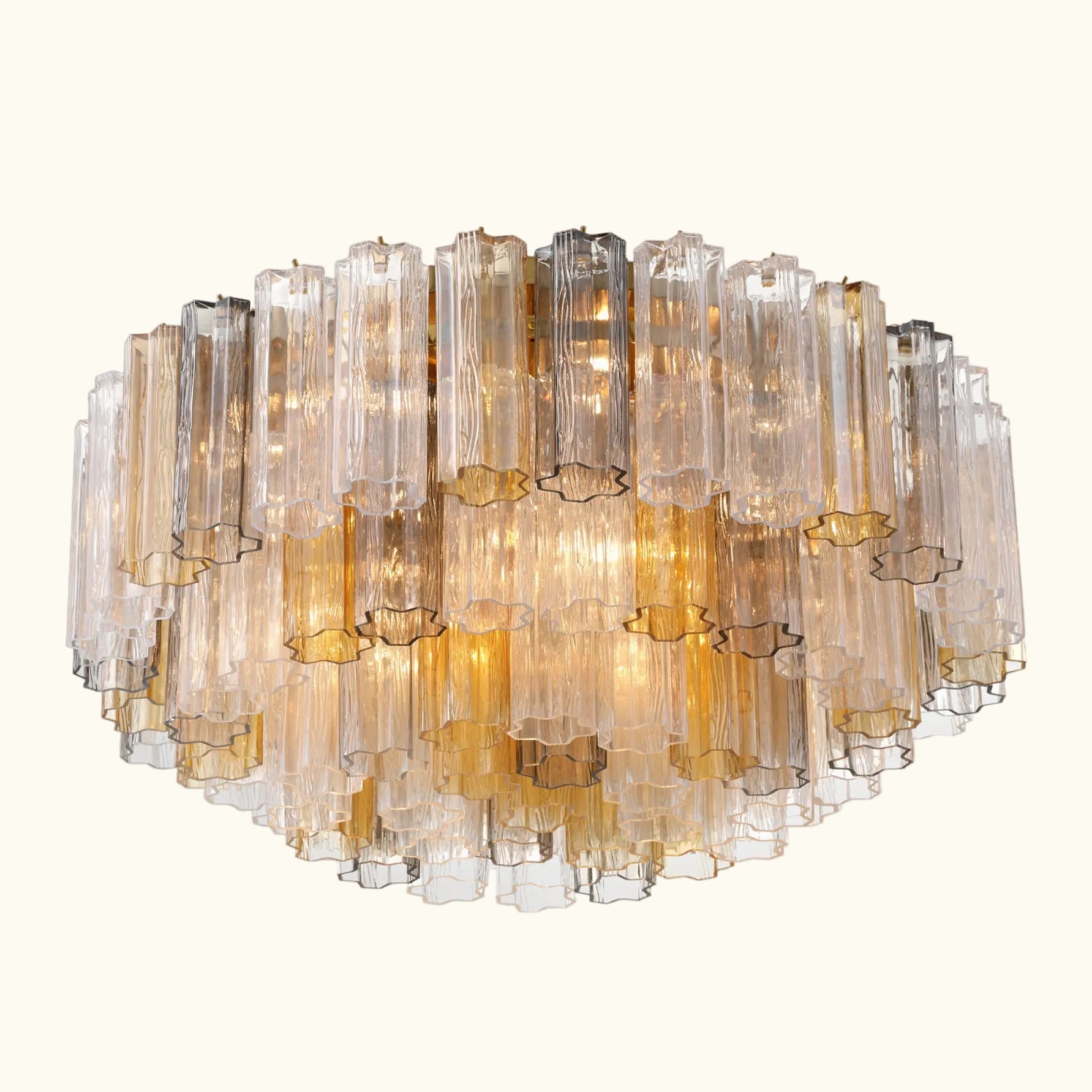 Addis Murano Glass Flushmount 32 inch in Brass with Autumn glass lifestyle view 1