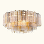 Addis Murano Glass Flushmount 32 inch in Brass with Autumn glass