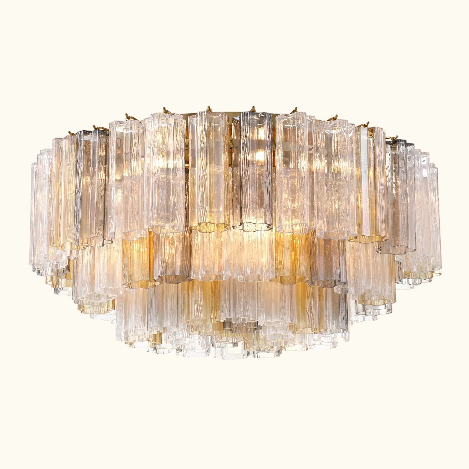 Addis Murano Glass Flushmount 32 inch in Brass with Autumn glass