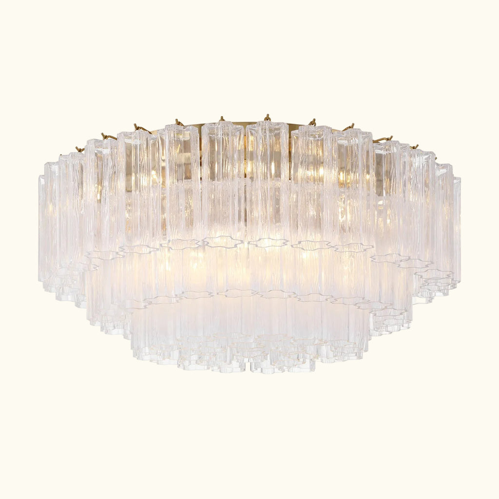 Addis Murano Glass Flushmount 32 inch in Brass with Clear glass