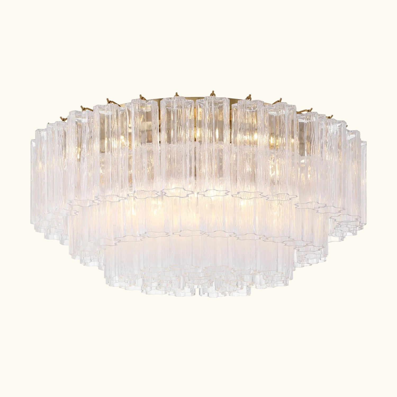 Addis Murano Glass Flushmount 32 inch in Brass with Clear glass