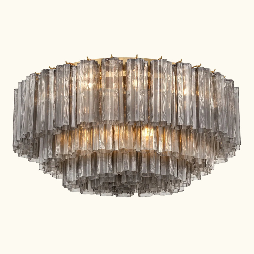 Addis Murano Glass Flushmount 32 inch in Brass with Smoke glass