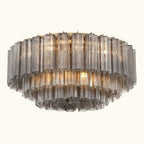 Addis Murano Glass Flushmount 32 inch in Brass with Smoke glass