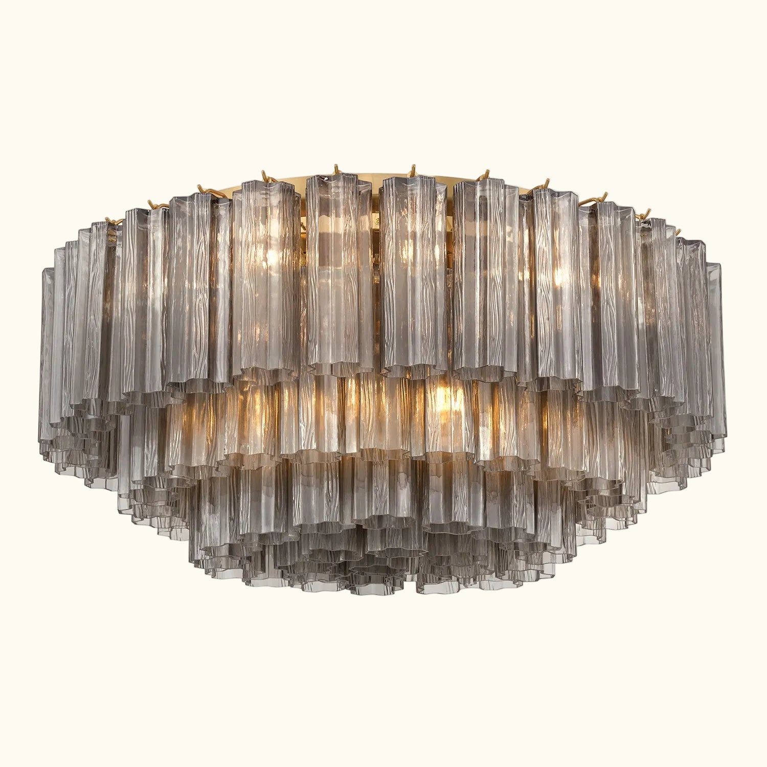 Addis Murano Glass Flushmount 32 inch in Brass with Smoke glass