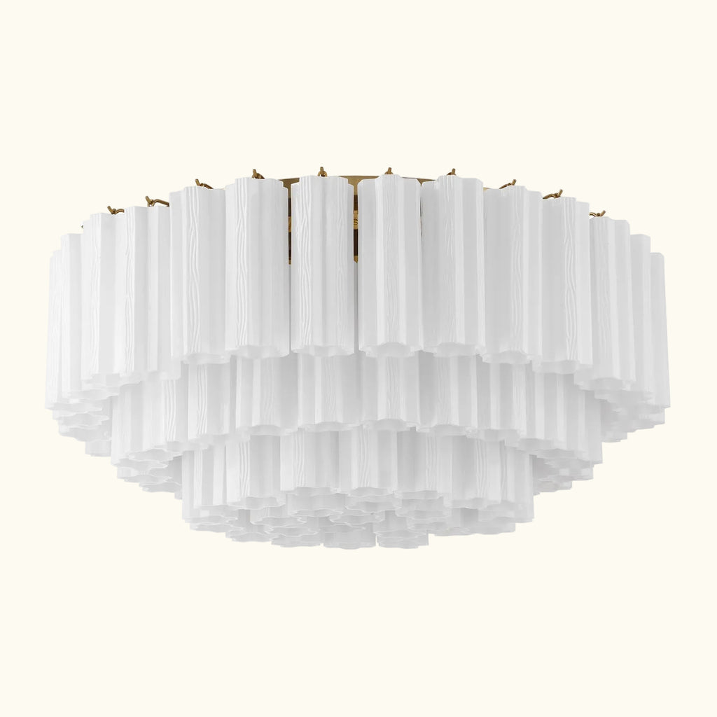 Addis Murano Glass Flushmount 32 inch in Brass with White glass alternate view 1