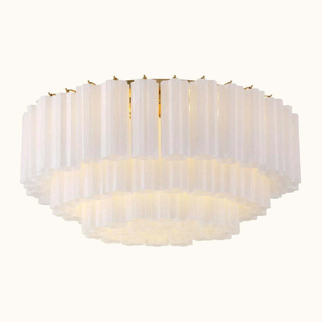 Addis Murano Glass Flushmount 32 inch in Brass with White glass