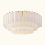 Addis Murano Glass Flushmount 32 inch in Brass with White glass