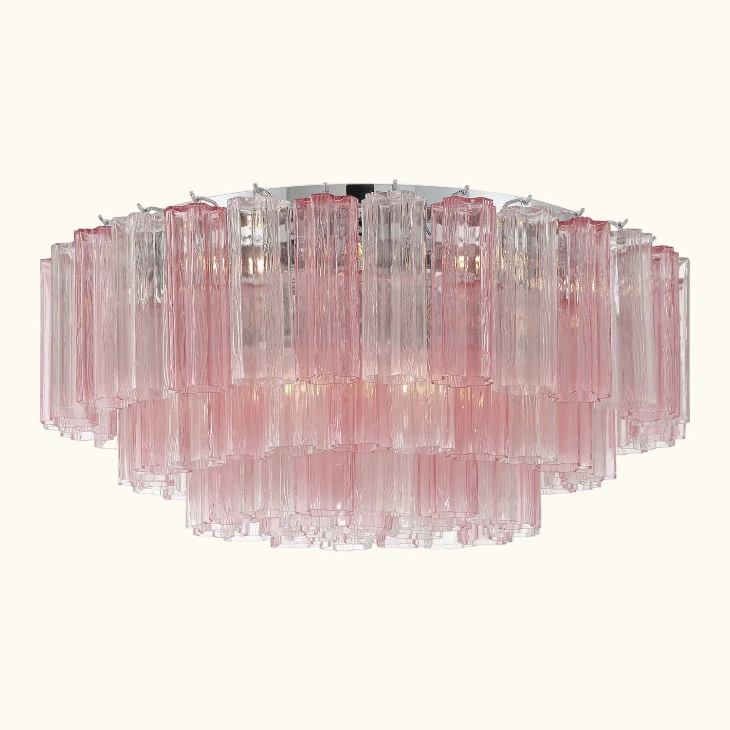 Addis Murano Glass Flushmount 32 inch in Chrome with Spring glass