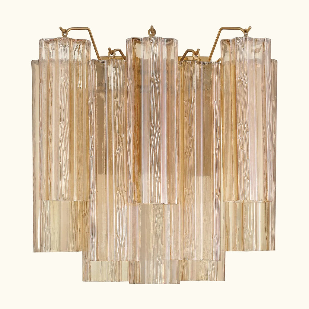 Addis Murano Glass Wall Light 14.5 inch high in Brass with Amber glass alternate view 1