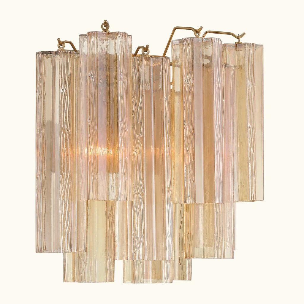 Addis Murano Glass Wall Light 14.5 inch high in Brass with Amber glass alternate view 2