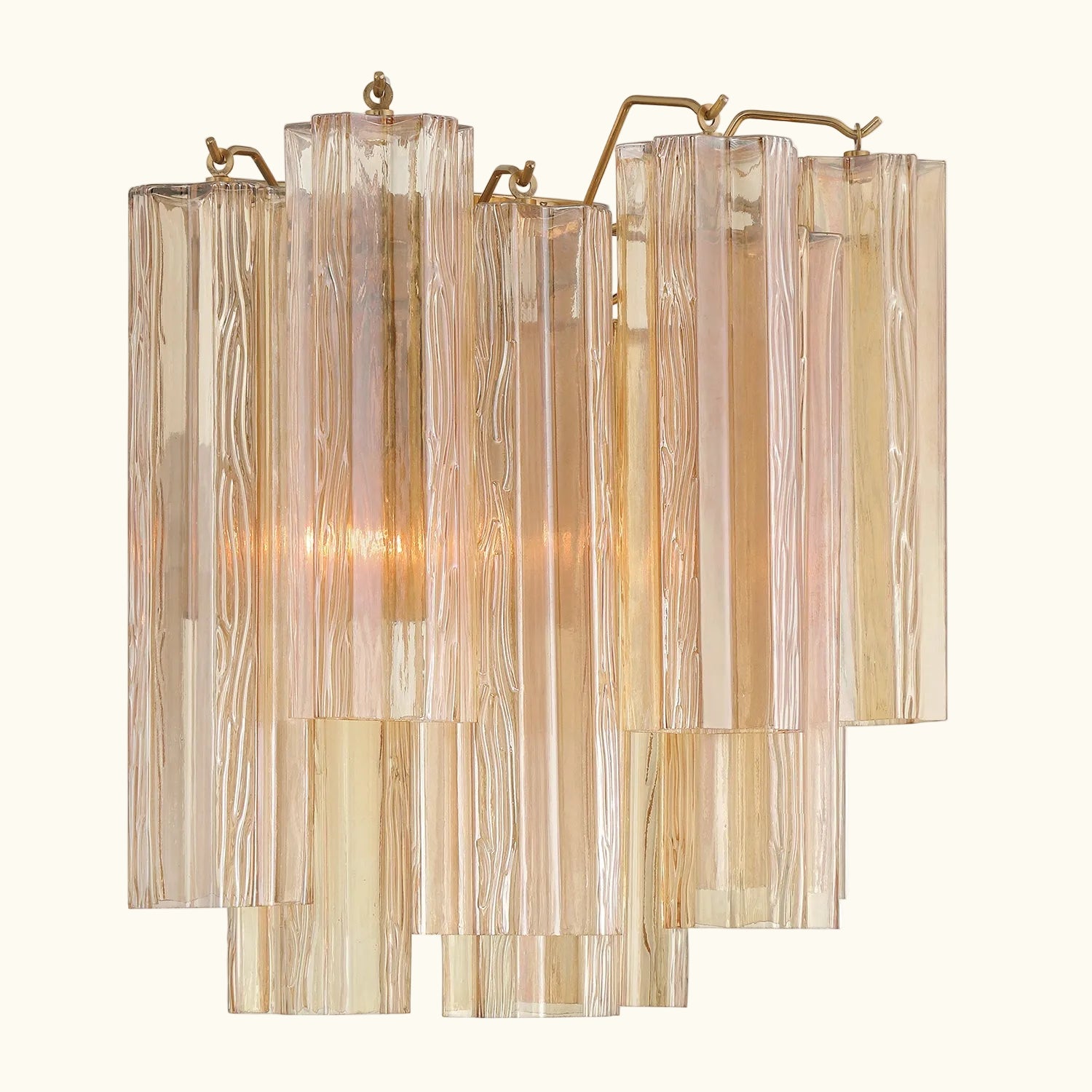Addis Murano Glass Wall Light 14.5 inch high in Brass with Amber glass alternate view 2