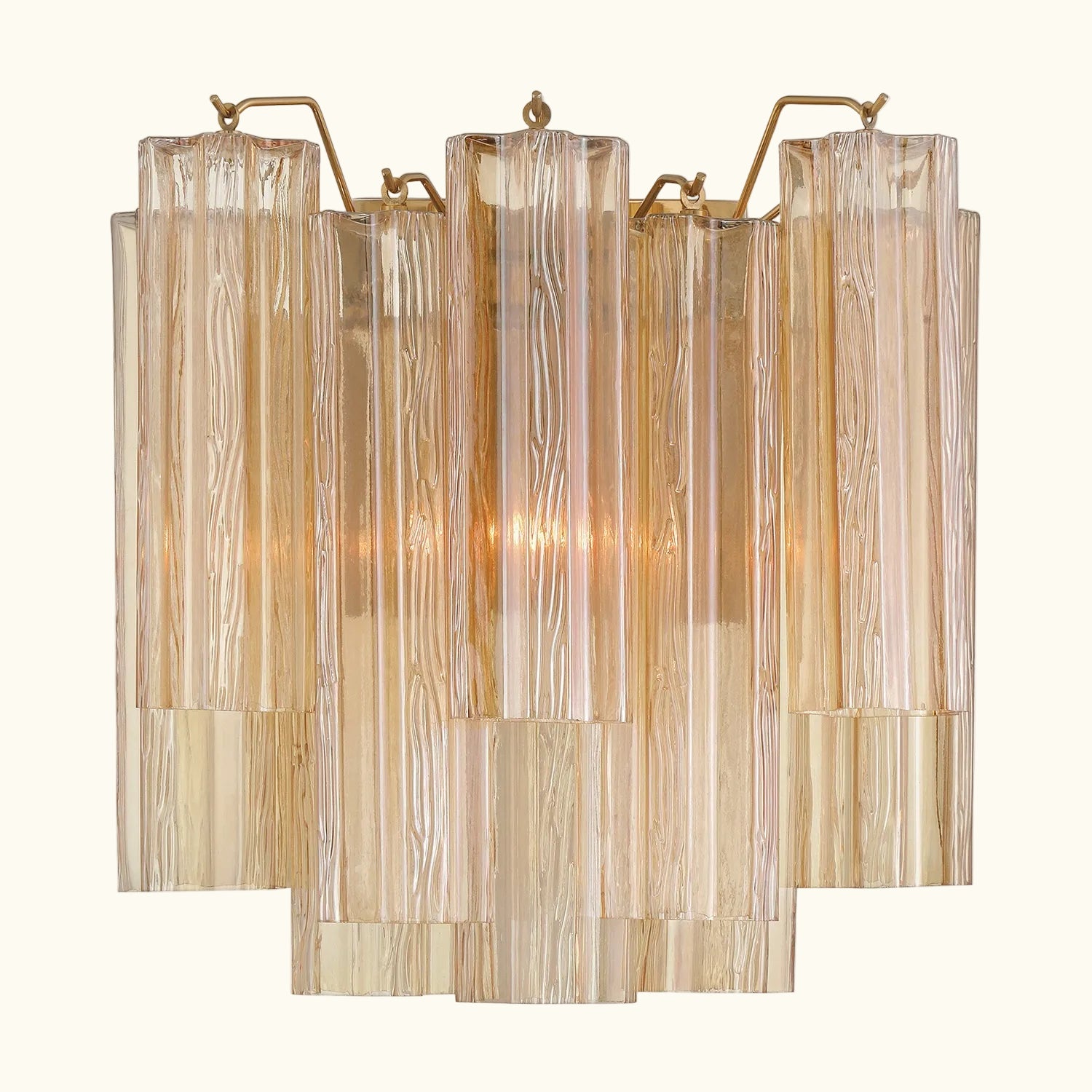 Addis Murano Glass Wall Light 14.5 inch high in Brass with Amber glass