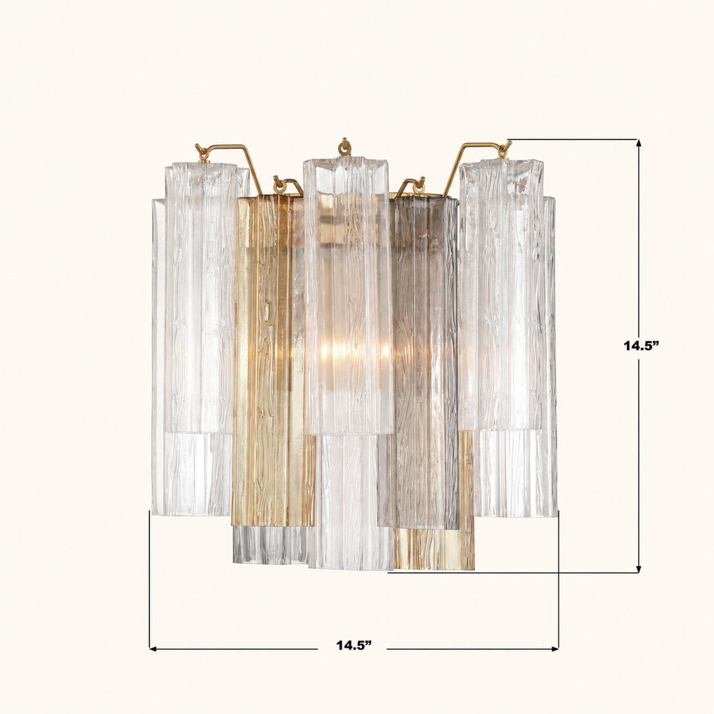Addis Murano Glass Wall Light 14.5 inch high in Brass with Autumn glass specification image