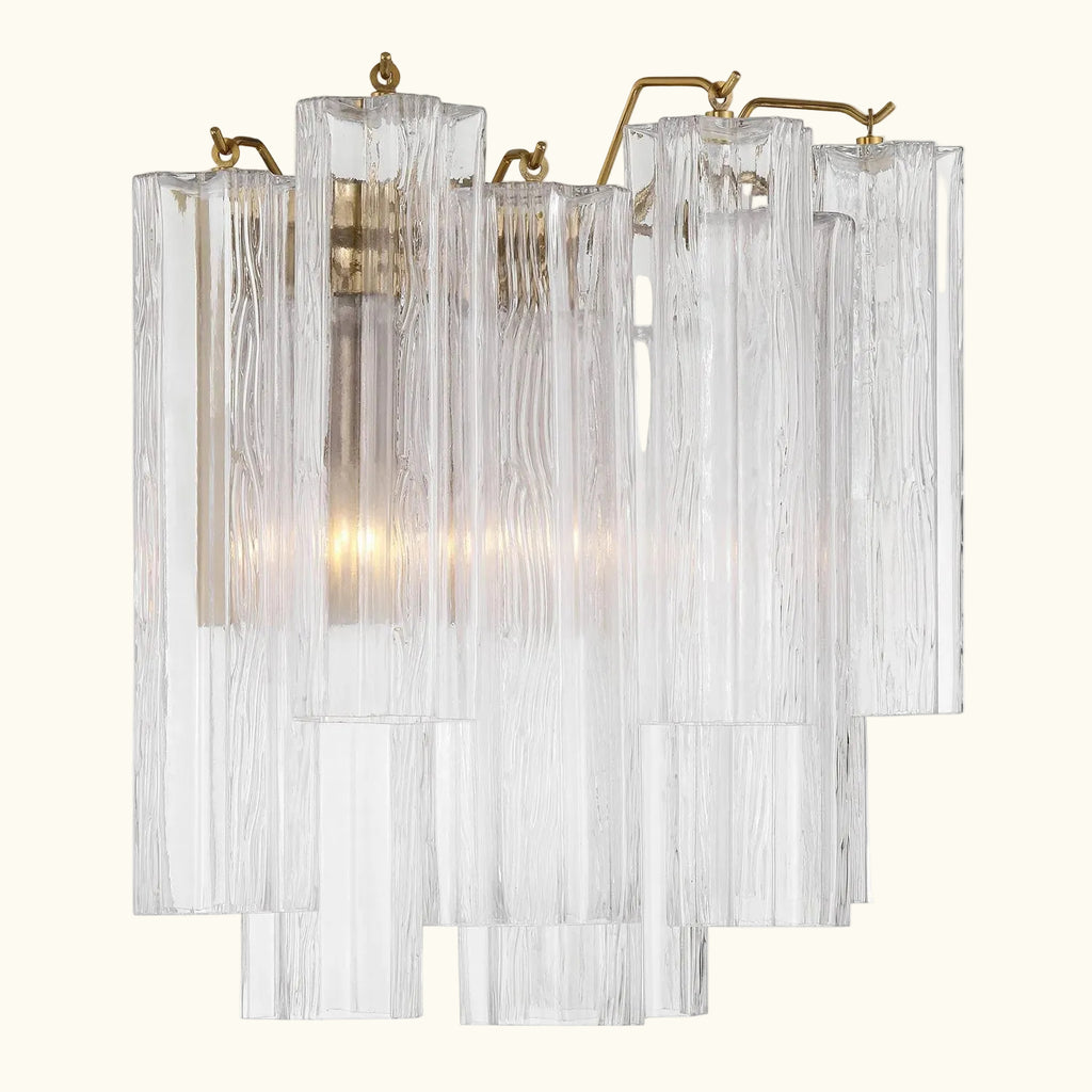 Addis Murano Glass Wall Light 14.5 inch high in Brass with Clear glass alternate view 2