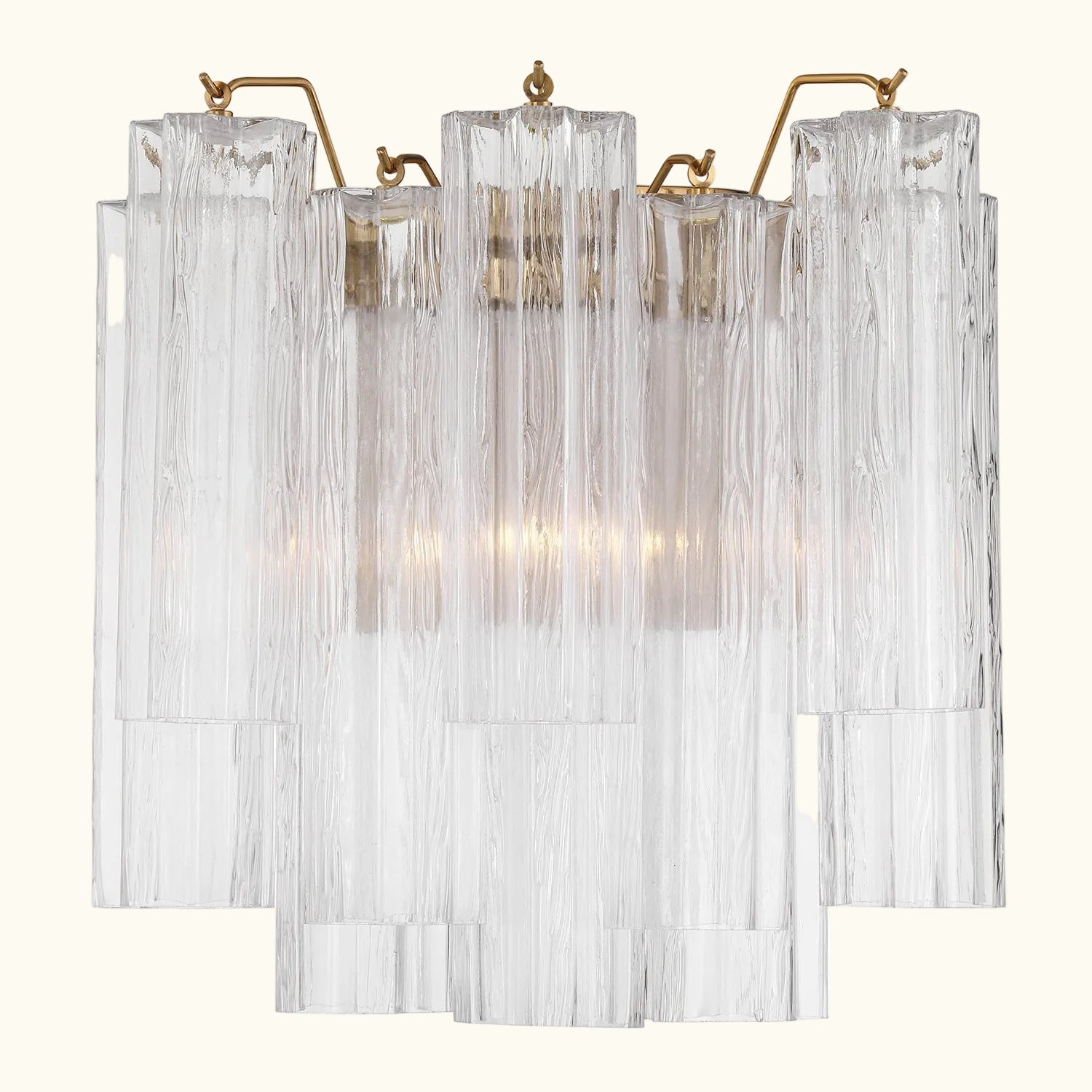 Addis Murano Glass Wall Light 14.5 inch high in Brass with Clear glass
