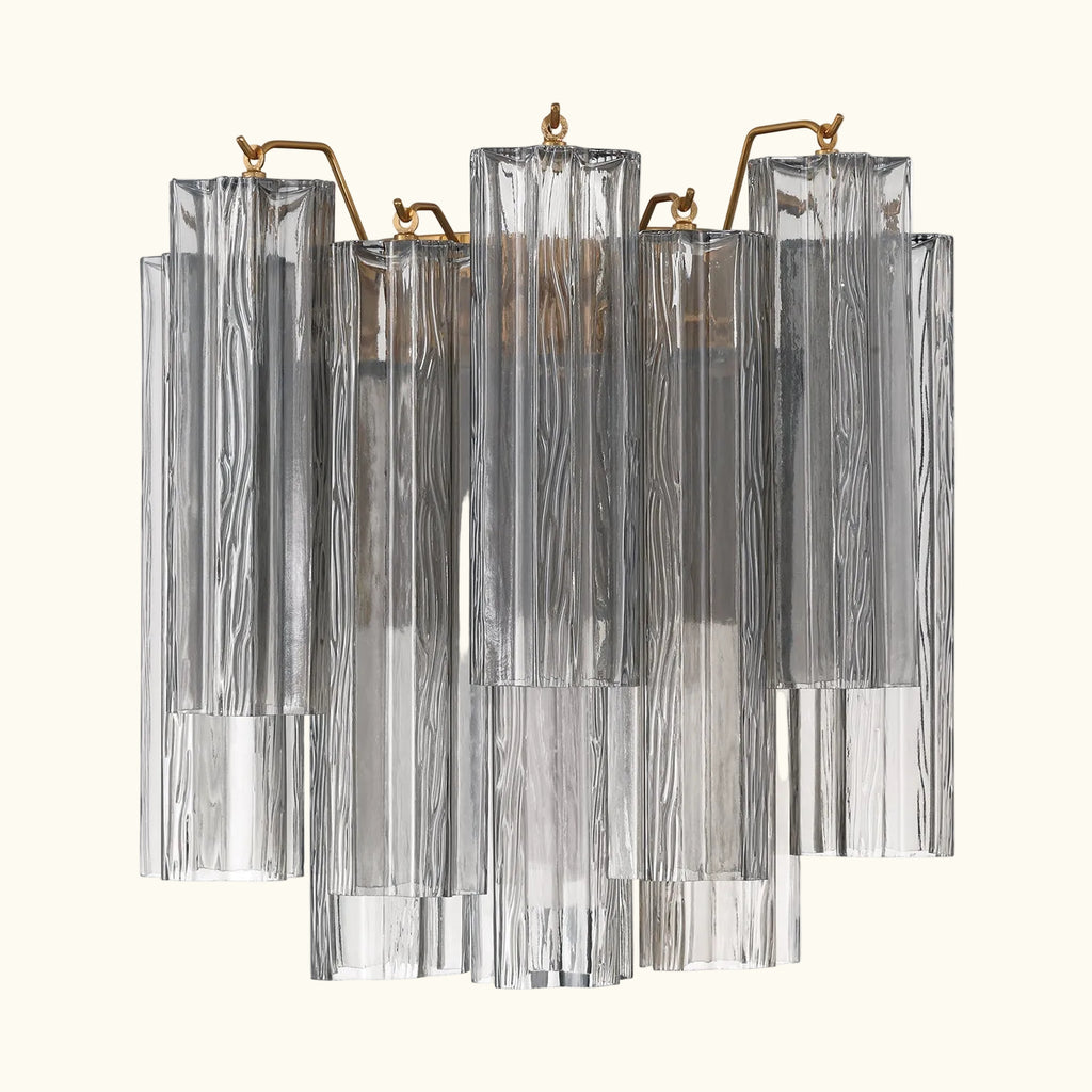 Addis Murano Glass Wall Light 14.5 inch high in Brass with Smoke glass alternate view 1