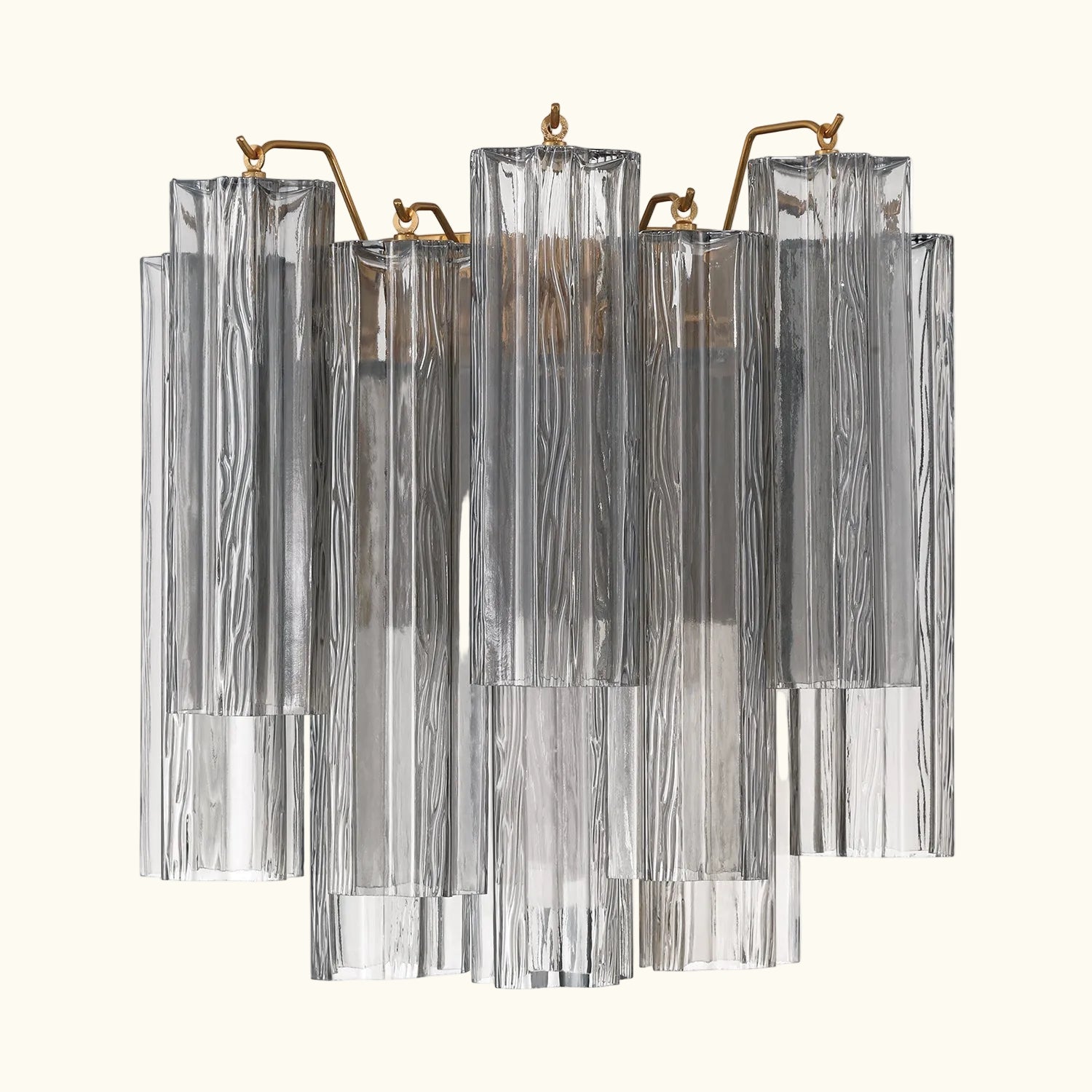 Addis Murano Glass Wall Light 14.5 inch high in Brass with Smoke glass alternate view 1