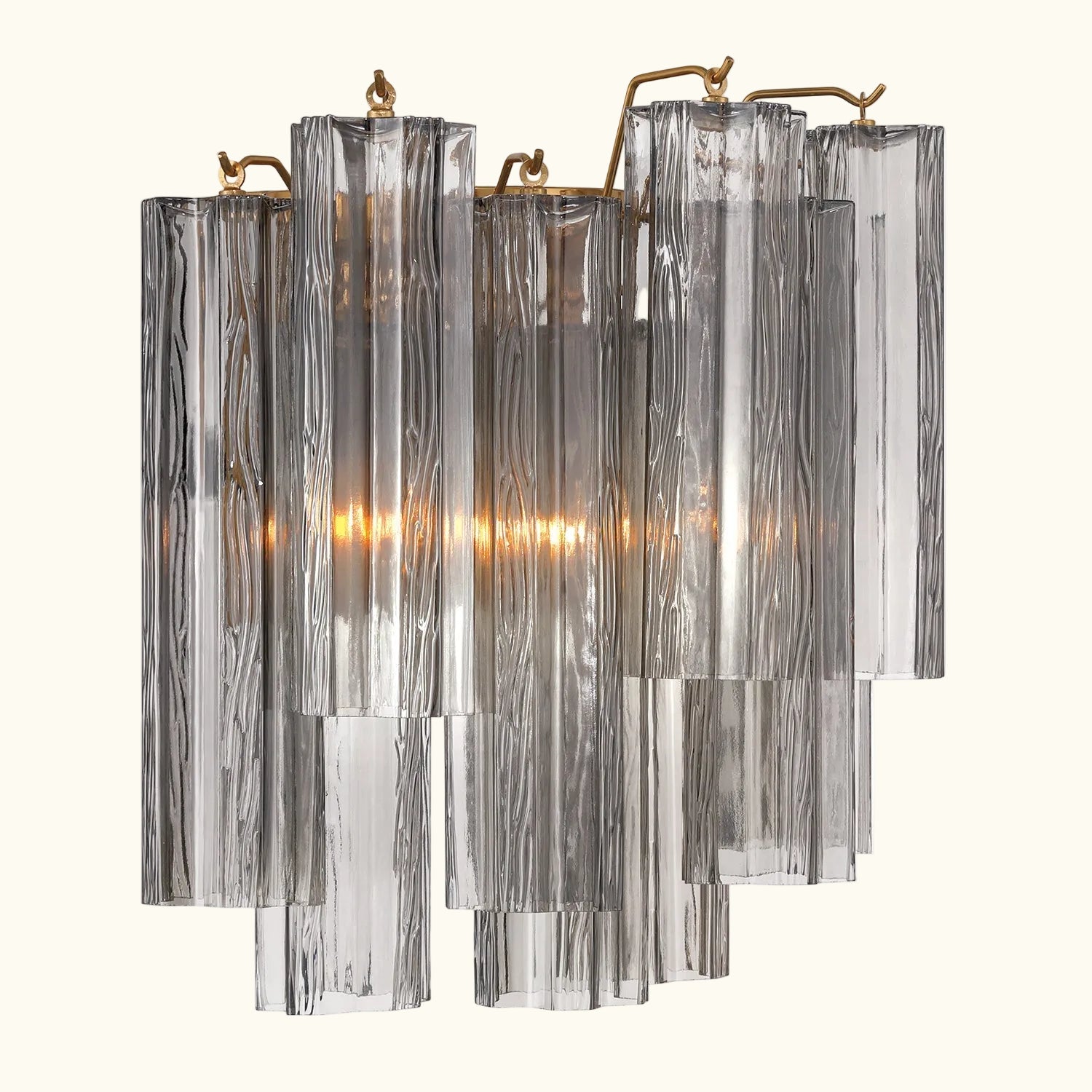 Addis Murano Glass Wall Light 14.5 inch high in Brass with Smoke glass alternate view 2