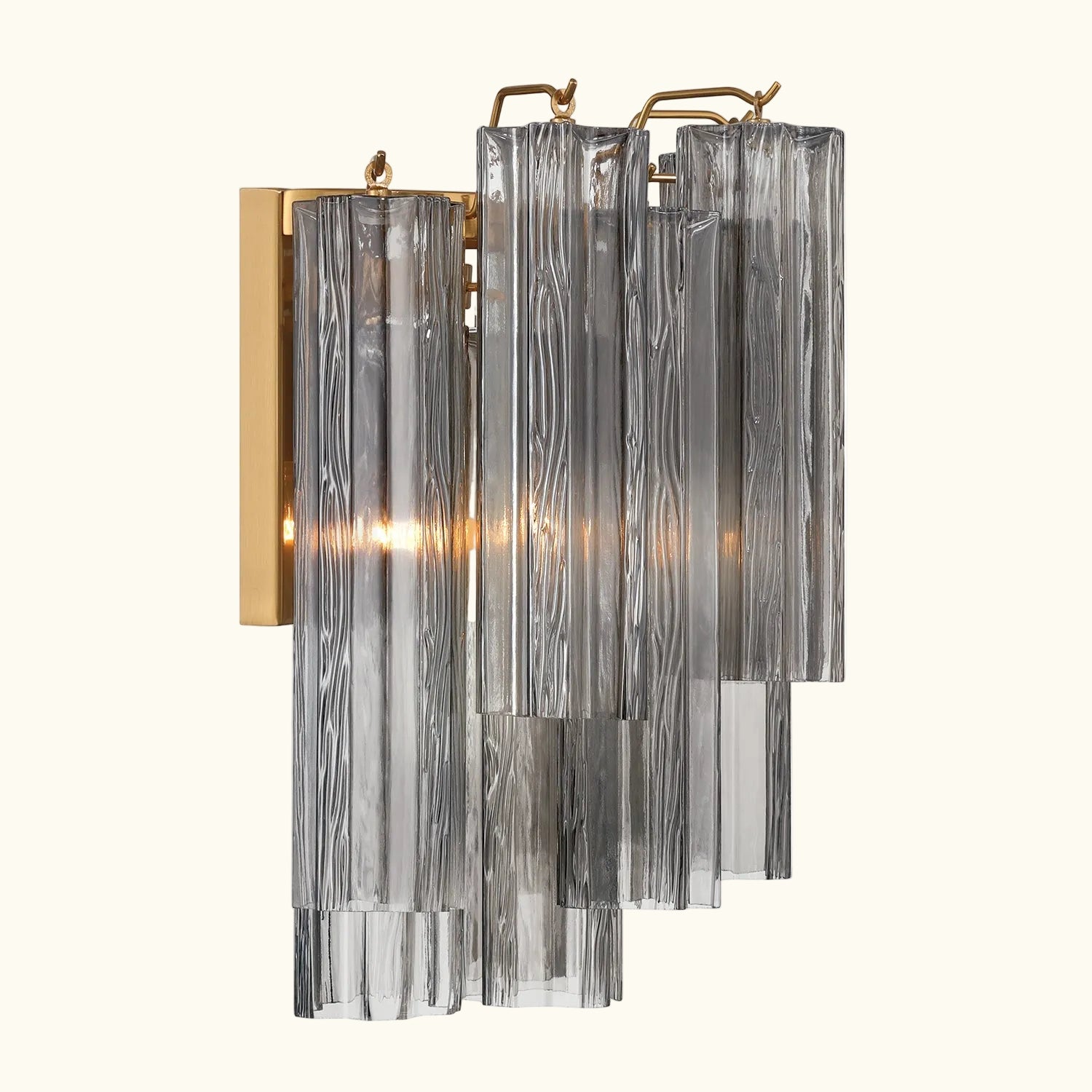 Addis Murano Glass Wall Light 14.5 inch high in Brass with Smoke glass alternate view 3