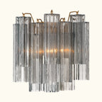 Addis Murano Glass Wall Light 14.5 inch high in Brass with Smoke glass