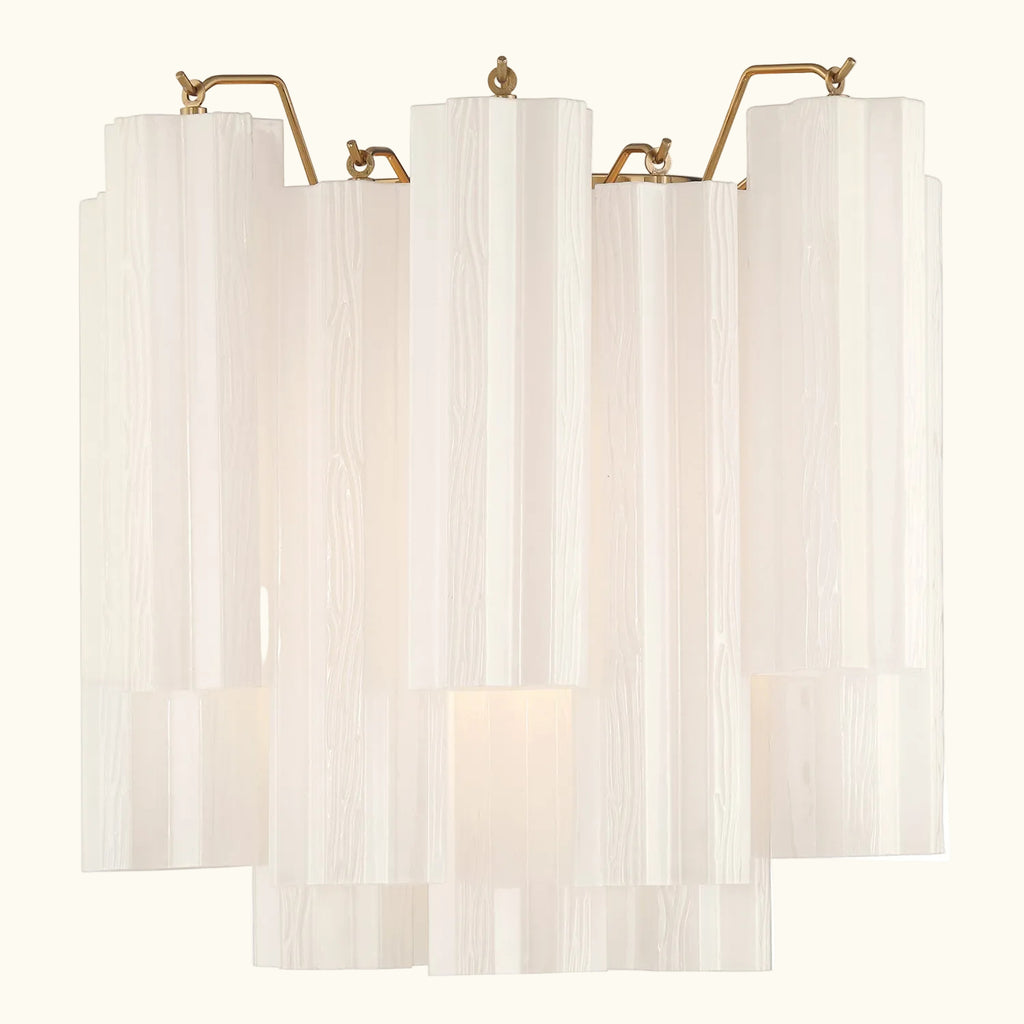Addis Murano Glass Wall Light 14.5 inch high in Brass with White glass