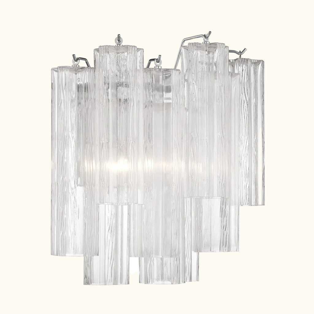 Addis Murano Glass Wall Light 14.5 inch high in Chrome with Clear glass alternate view 2