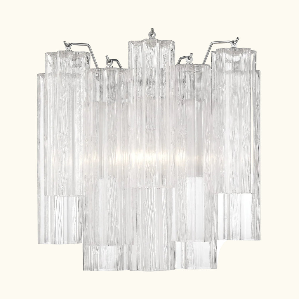 Addis Murano Glass Wall Light 14.5 inch high in Chrome with Clear glass