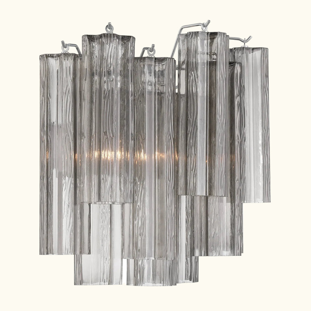 Addis Murano Glass Wall Light 14.5 inch high in Chrome with Smoke glass alternate view 2